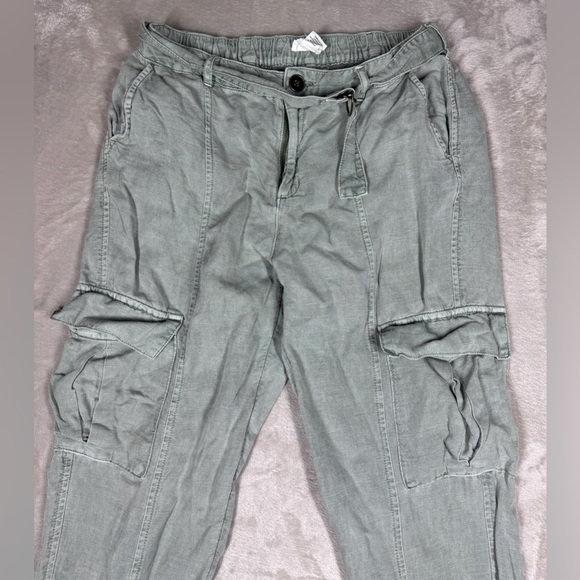 Nicole Miller Linen Blend Green Rolled Cuff Ankle Straight Leg Pants Size Small - Picture 3 of 16
